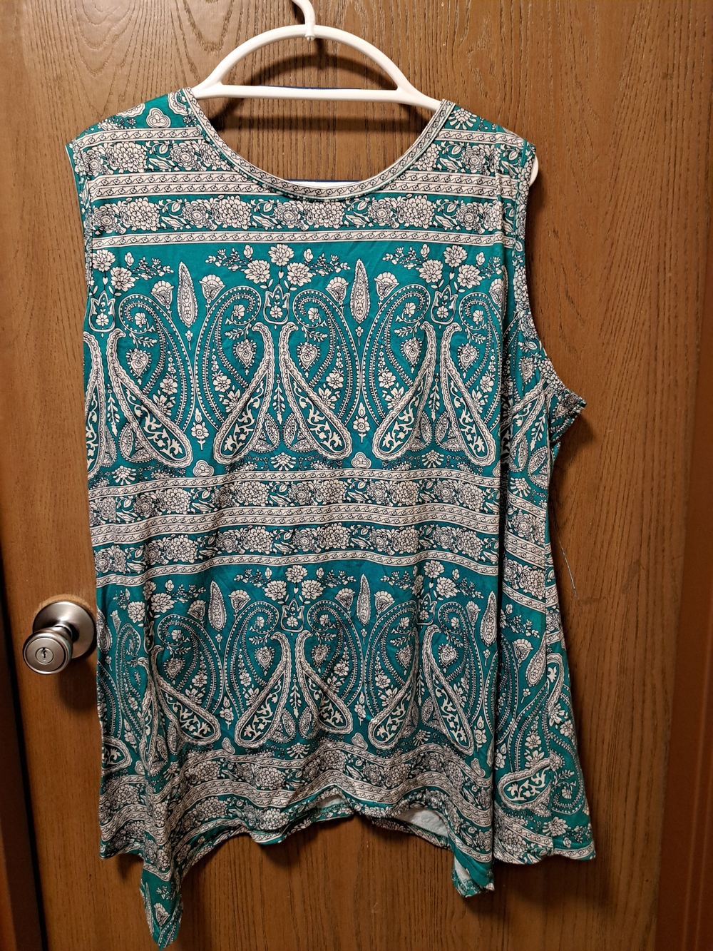 Sleeveless Paisley Tank Top in Teal